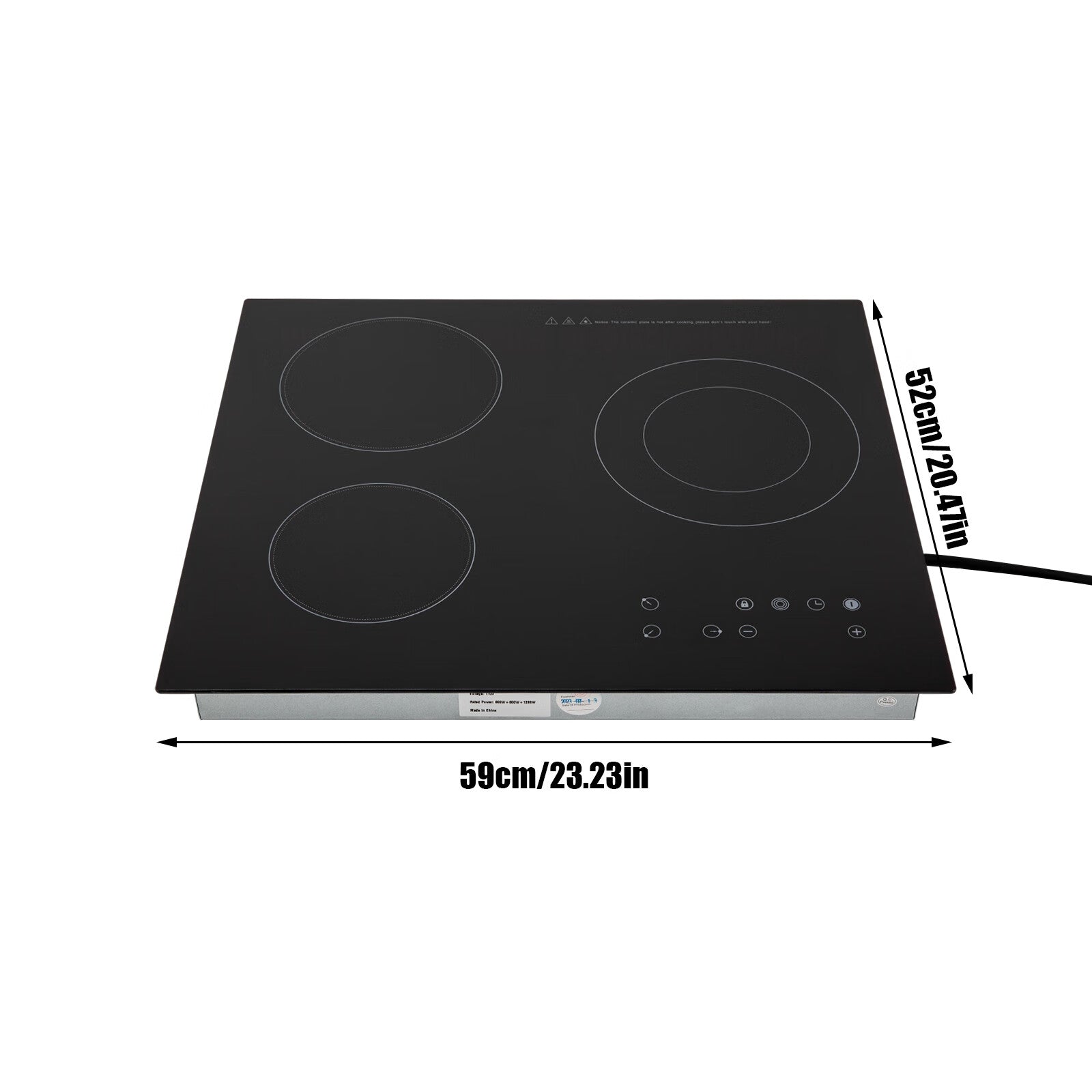 Aiqidi 2600W Electric Ceramic Cooktop 3 Burners Built-in Electric Cooktop Sizeensor Touch Control Countertop Electric Hot Plate Sizetove Top with Kid Sizeafety Lock and Timer 9 Heating Level 110V