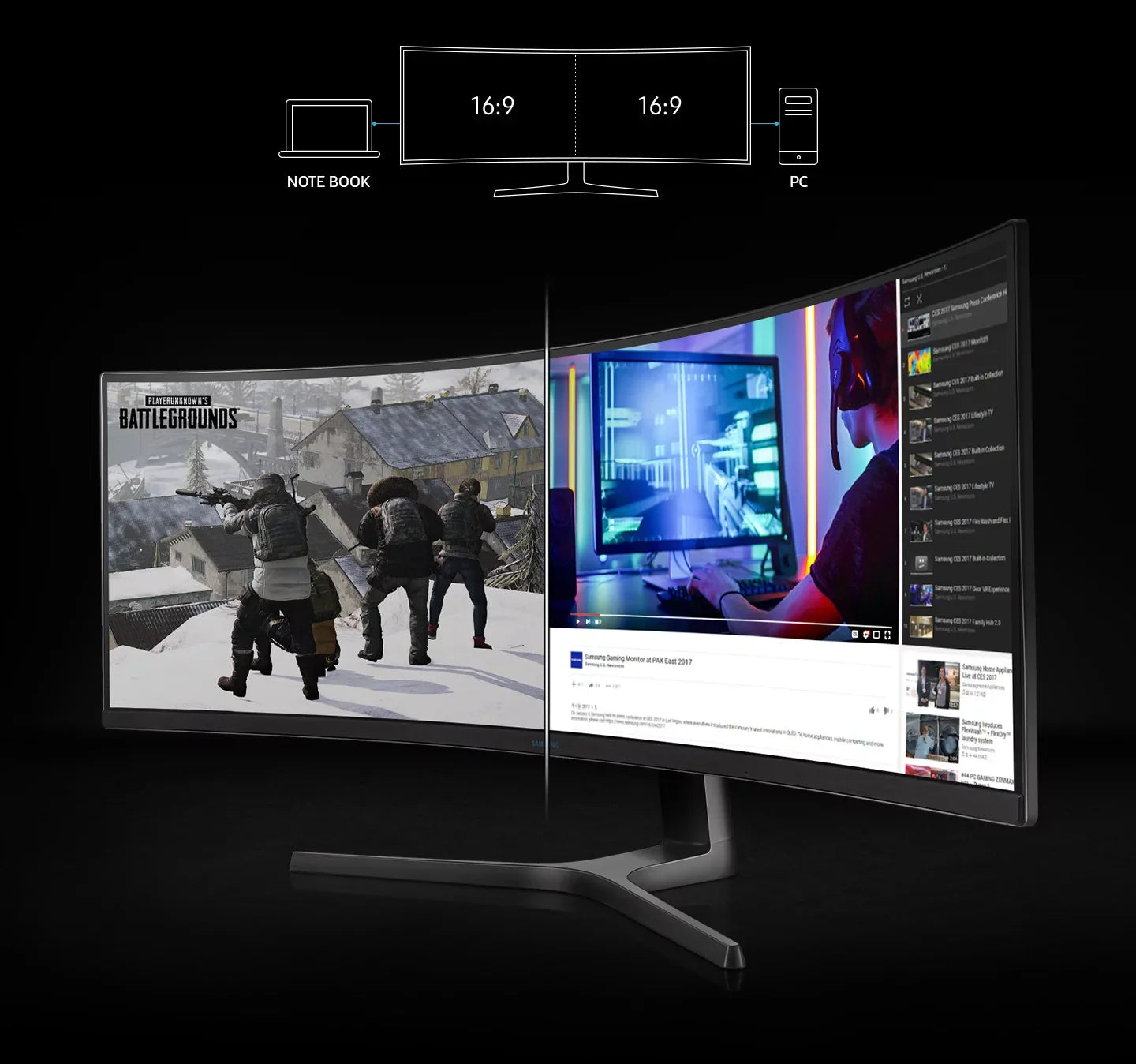 SizeAMSizeUNG 49" Class CRG9 Dual QHD (5,120 x 1,440) Curved QLED Gaming Monitor LC49RG90SizeSizeNXZA