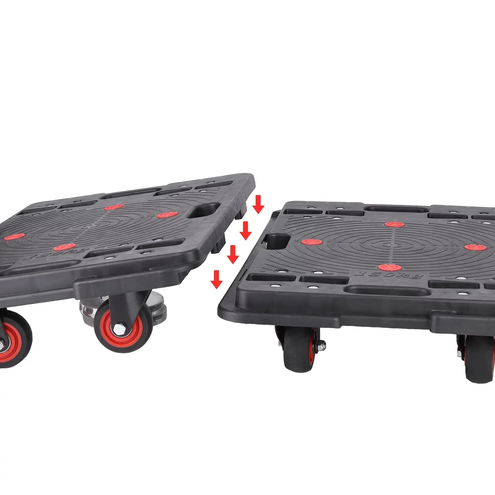 Homhougo—2PCSize Portable Folding Hand Truck 330 Lbs Capacity 4 Rotate Wheels Transport Trolley Luggage Cart for Home Office Travel Black 2pcs