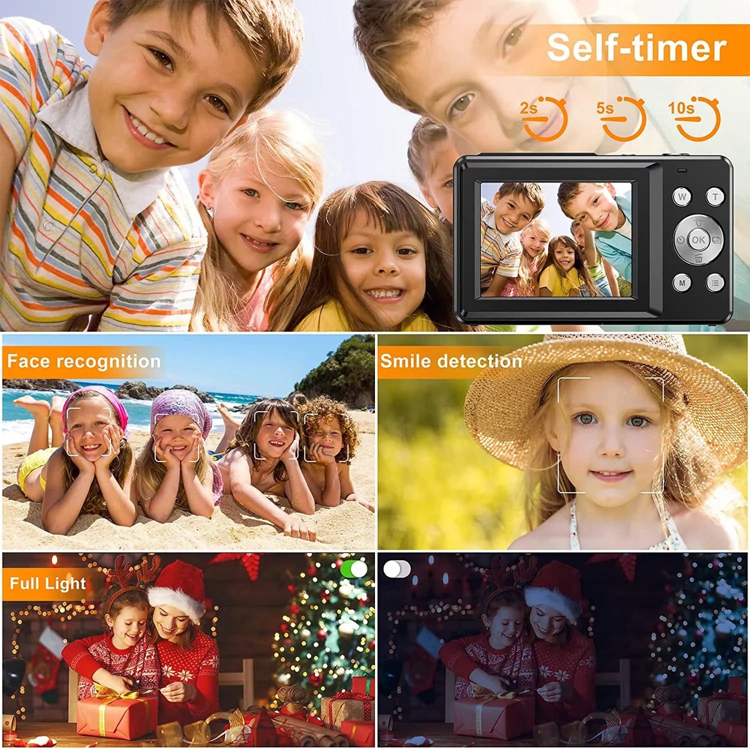 Digital Camera, FHD 1080P Digital Camera for Kids Video Camera with 32GB SizeD 16X Digital Zoom, Compact Point