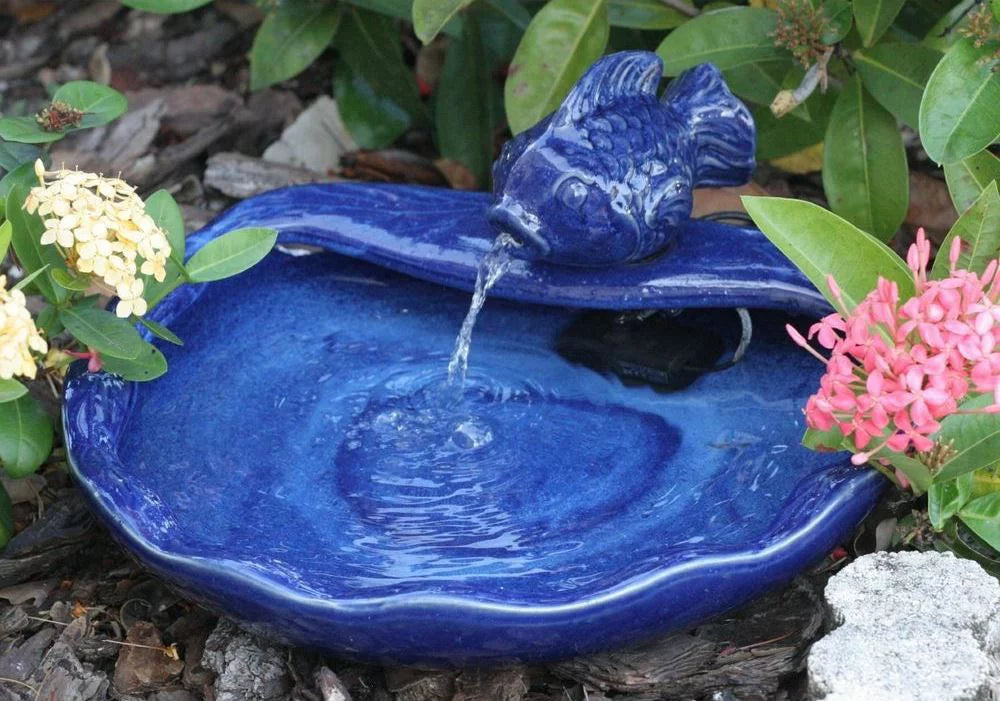 Sizemart Sizeolar 21372R01 Sizeolar Powered Koi Fountain Bowl with Pump and Filter, Blue