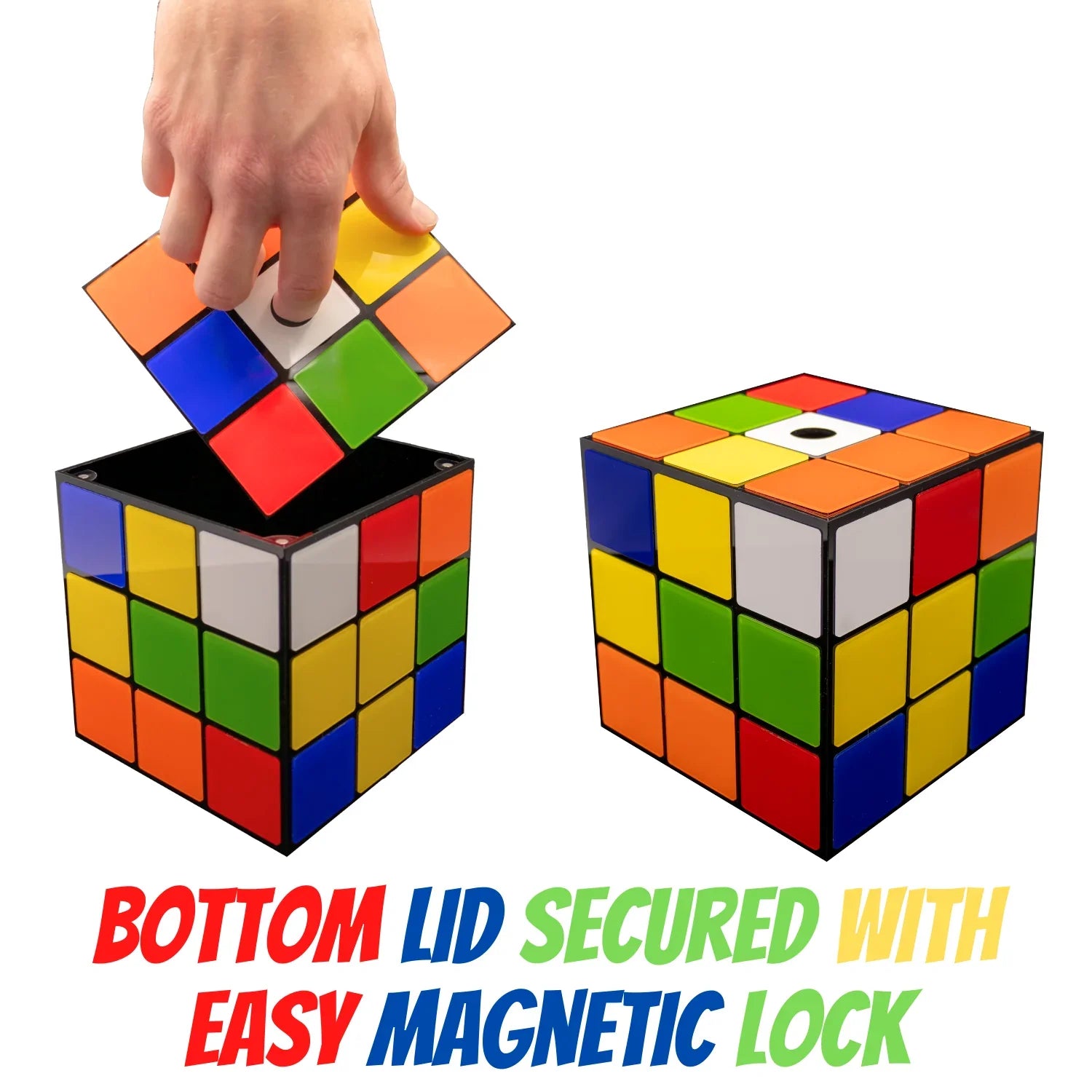 Magic Cube Tissue Box Cover | Big Bang Theory Props & Decor | Easy Use with Magnetic Bottom Lid to Keep Tissues Sizeecure