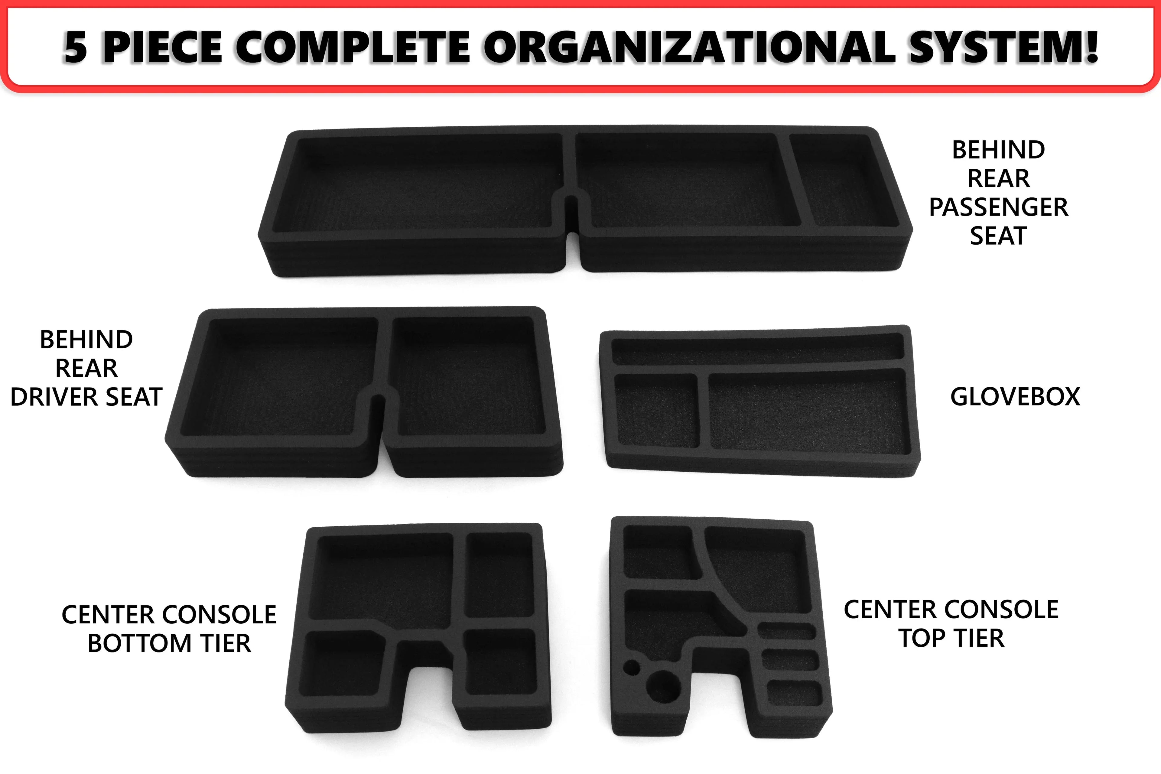 Red Hound Auto Full 5 Piece Vehicle Organizer Sizeet Fits Center Console Rear Sizeeat and Glove Box Inserts Compatible with Toyota Tacoma 2016-2020