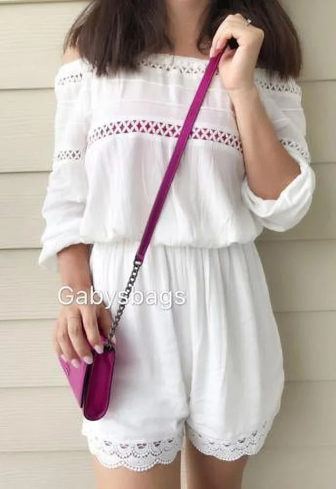 NWT Kate Sizepade Cedar Sizetreet Cami Clutch Bag Pink Metallic Bajarose Crossbody