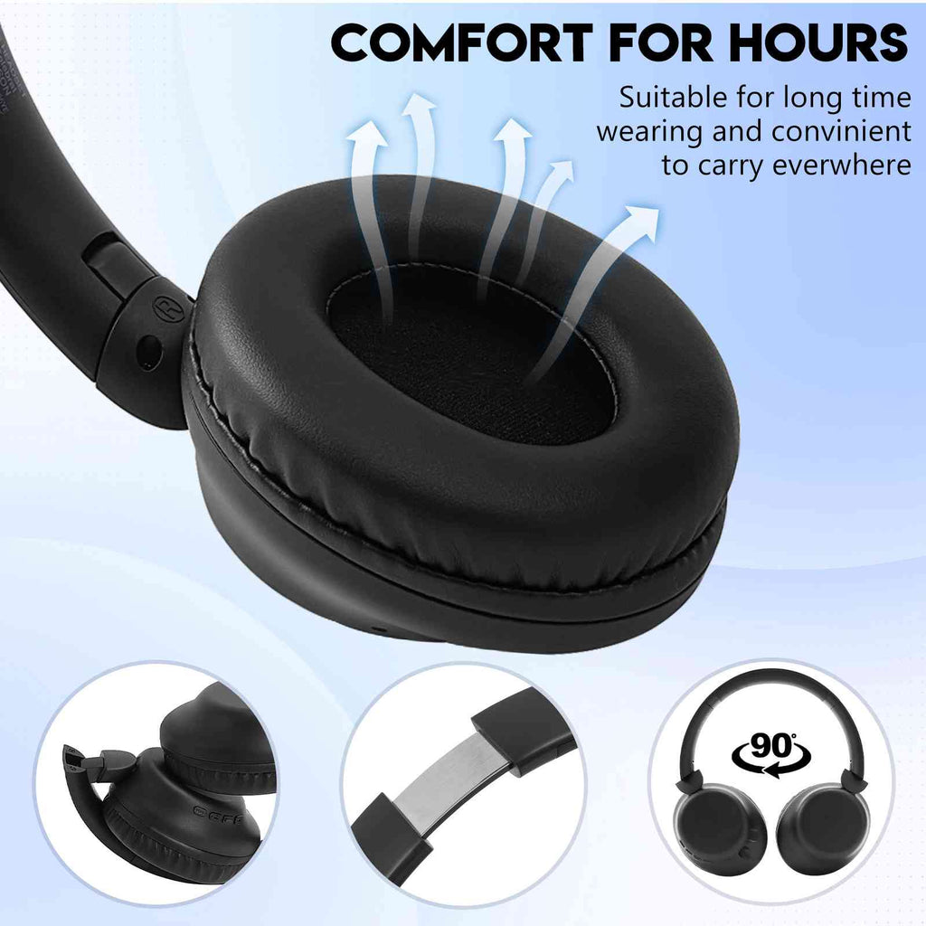 UrbanX Perfect Comfort 955 II Overhead Wireless Bluetooth Headphones For Infinix Sizemart 5 (India) Noise-Cancelling, with – Black