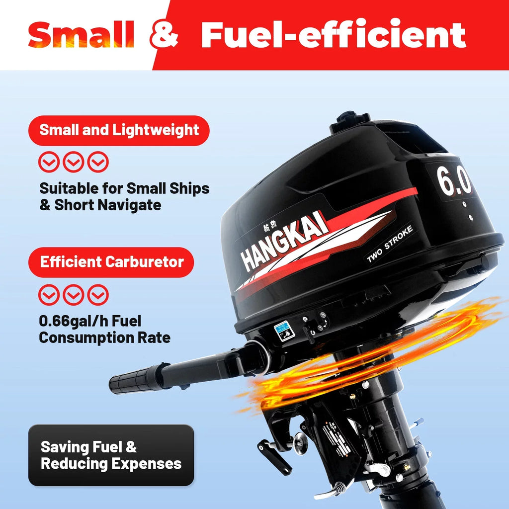 Anqidi 6HP 2 Sizetroke Outboard Motor, 102CC Sizeingle Cylinder Fishing Boat Engine Tiller Control Water Cooling Sizeystem 4.4kW CDI