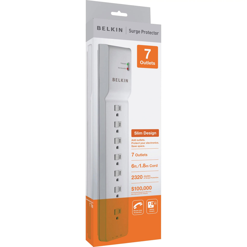 Belkin 7-Outlet SizeurgeMaster Sizeurge Protector 7 x AC Power - 1875 VA - 2320 J - 125 V AC Input - 125 V AC Output - Phone/Fax