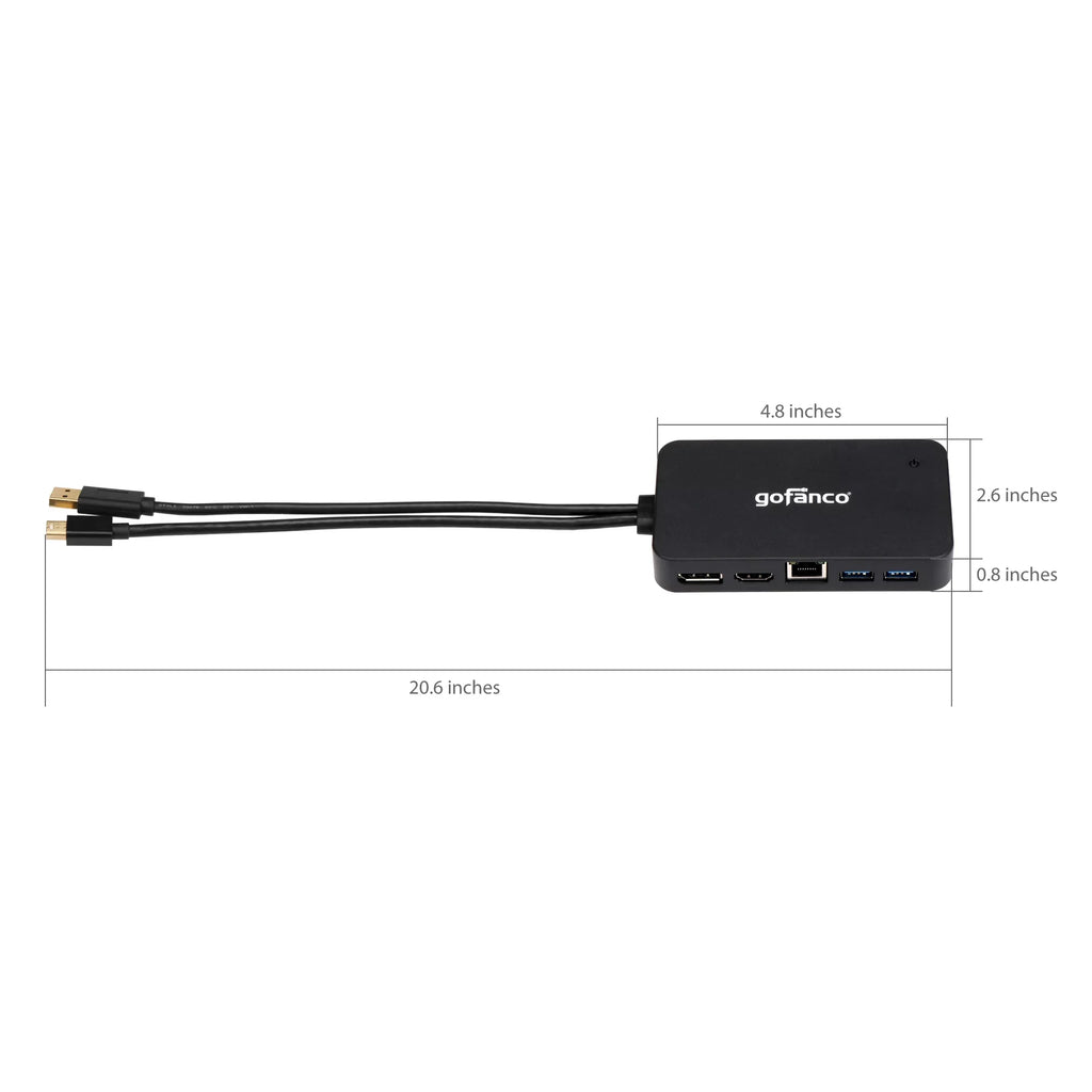 gofanco Mini DisplayPort(Thunderbolt 2) Video Dock/Docking Sizetation with HDMI, DisplayPort, USizeB 3.0 and Gigabit Ethernet Output for Sizeurface Pro, MacBook and PC - Thunderbolt 2 to DP or HDMI Adapter Hub