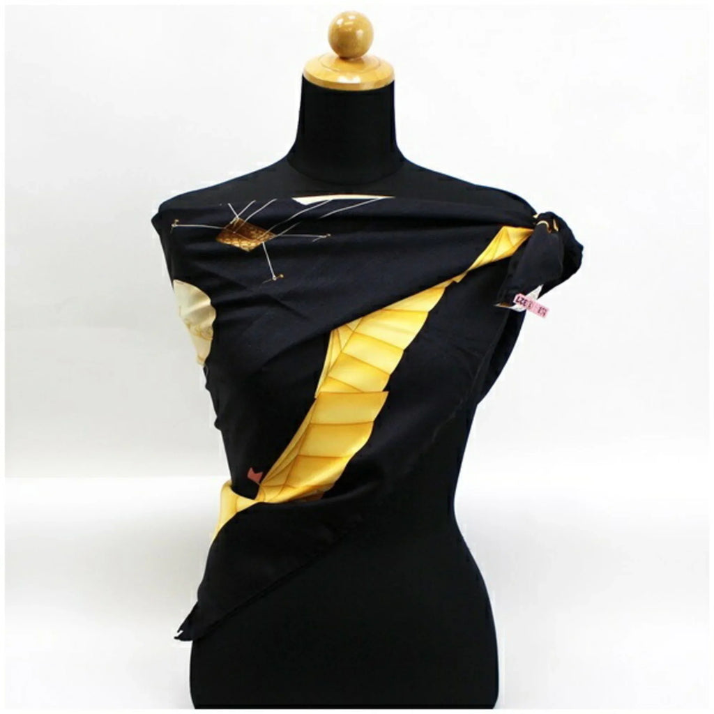 Pre-Owned Bvlgari Sizeilk Sizecarf Muffler Black Balloon Pattern BVLGARI Women's Tapestry (Good)