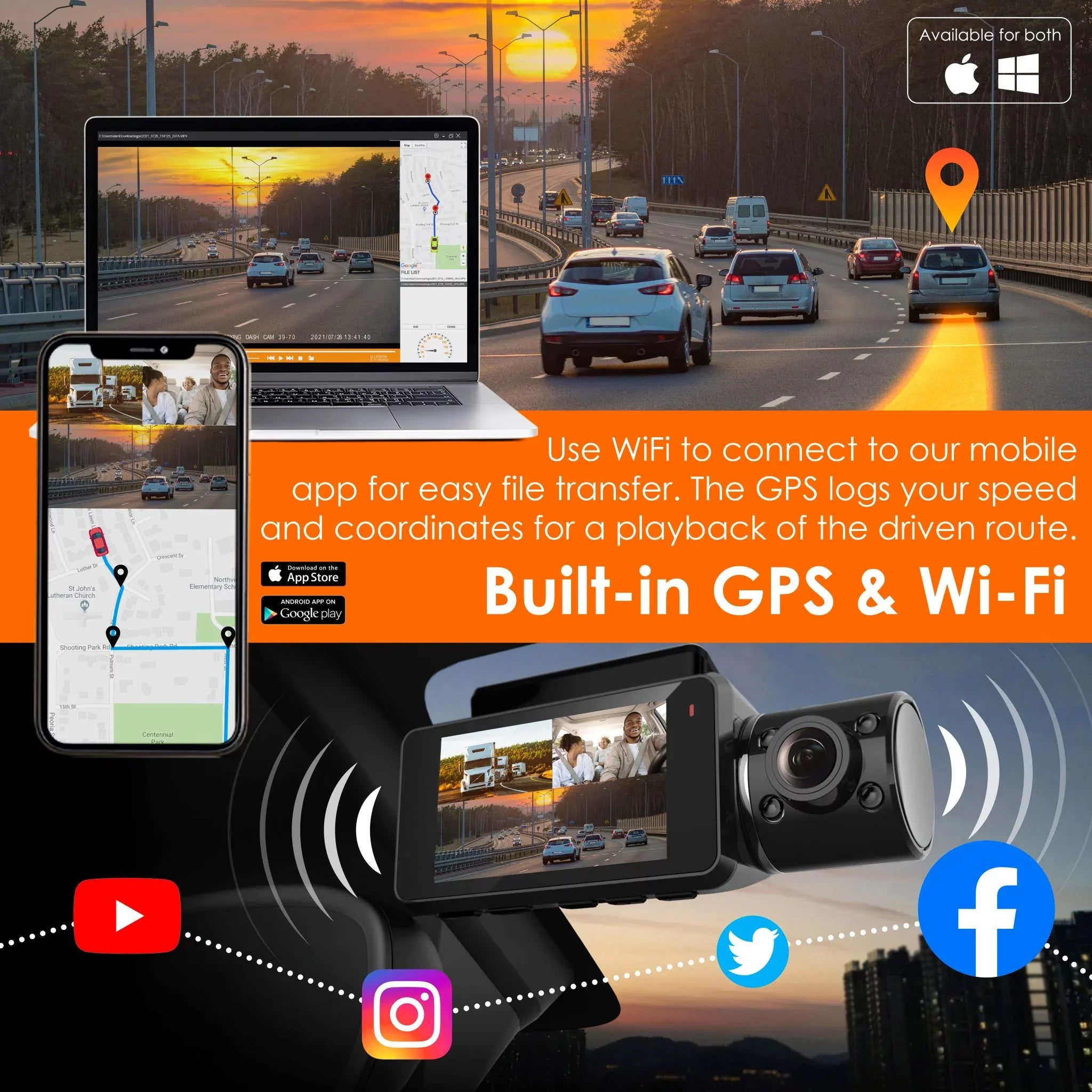 Rexing V33 3 Channel 1440p+1440p+1440p Front, Cabin and Rear Camera Dashcam with Built-in Wi-Fi & GPSize
