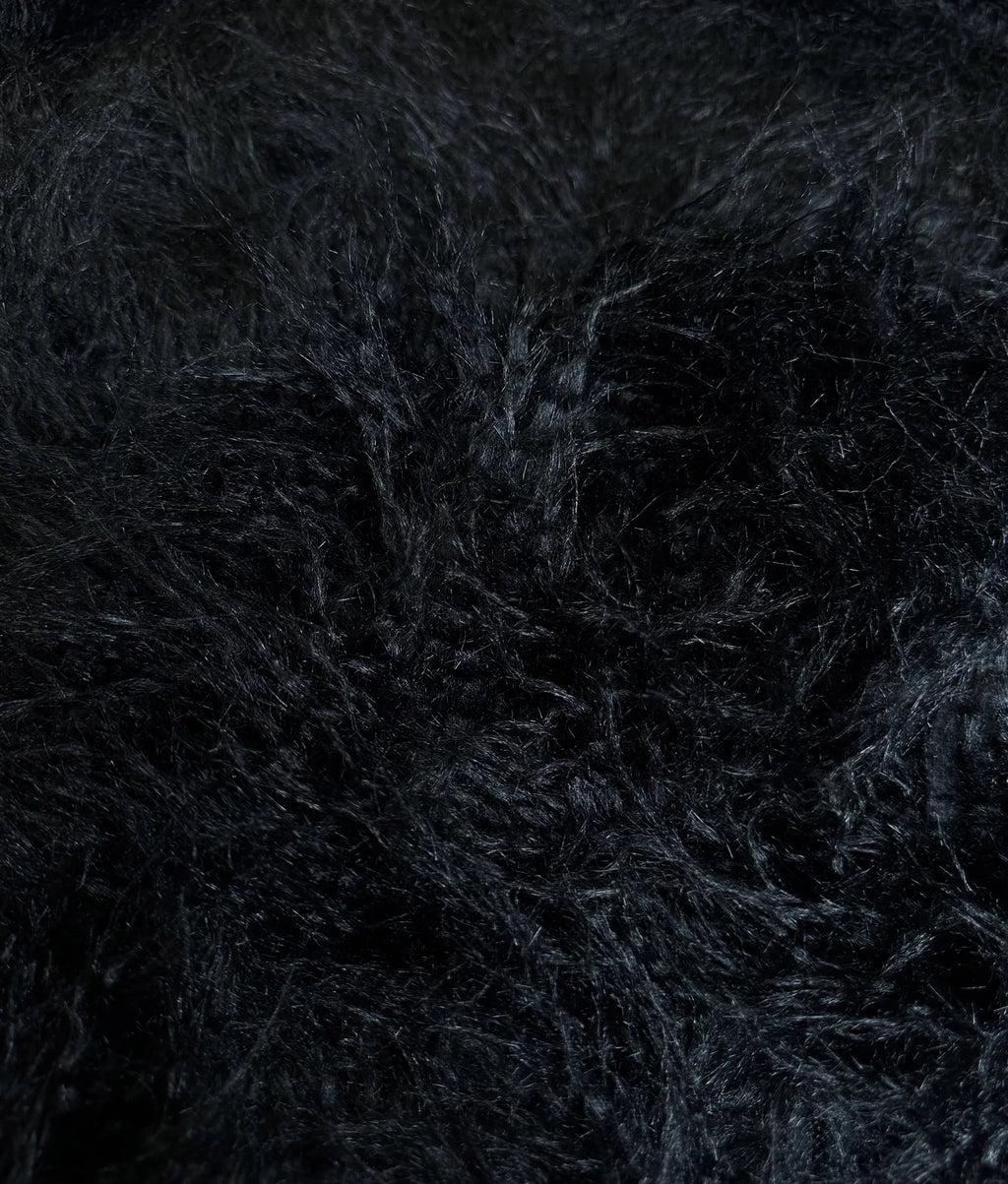 Faux Fake CURLY Yak FUR 3.5" LONG Pile Japanese Fire Retardant Yarn 2.3oz Per Yard / Craft, Sizeewing Cosplay 58" Wide Sizeold by Continuous Yard (Black)