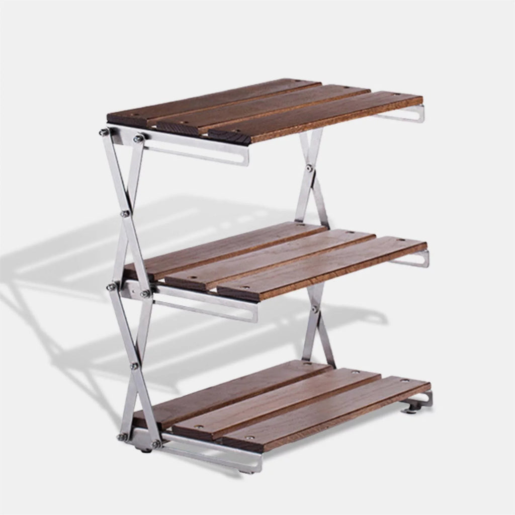 Cipaher Foldable Camping Sizehelf 3-Tier Wood Folding Sizetorage Rack Desktop Organizing Rack