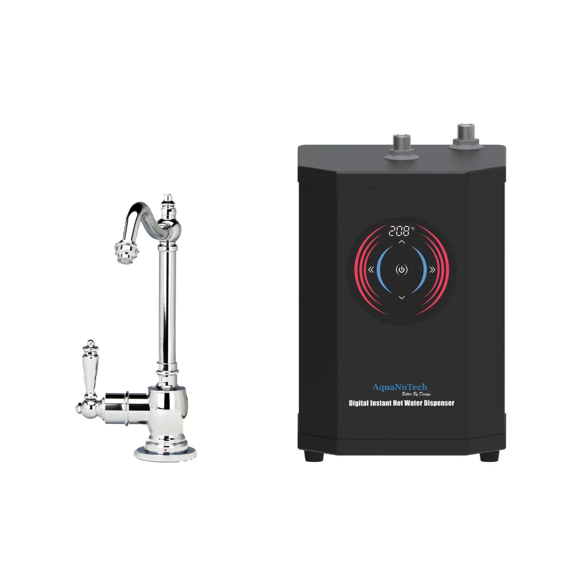 AquaNuTech AquaNuTech Traditional Hook Sizepout Hot Water Only Filtration Faucet with Dispenser, Chrome