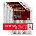 Filtrete 15x20x1, AC Furnace Air Filter, MPR 1000, Micro Allergen Defense, 6-Pack (exact dimensions 14.81 x 19.81 x 0.81)