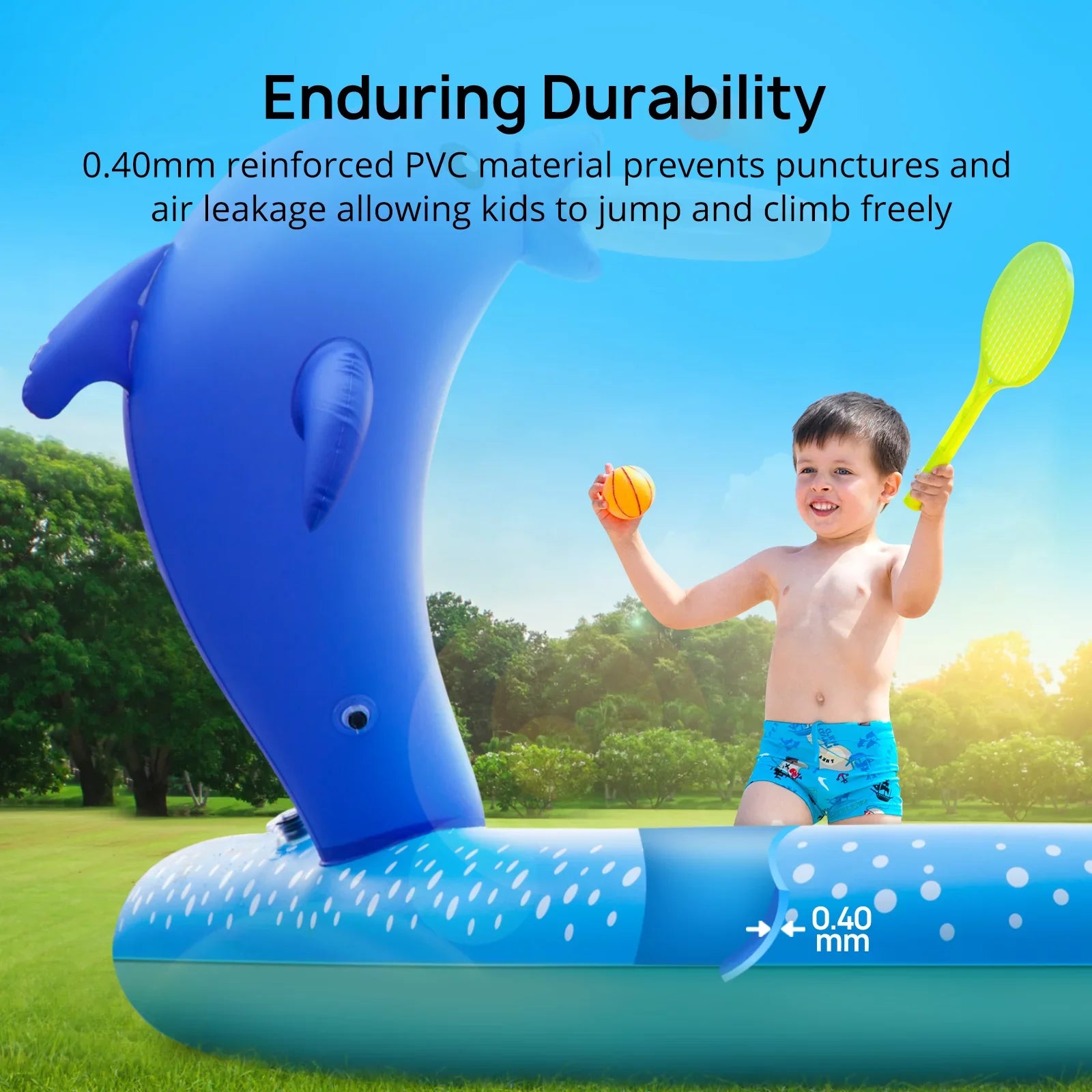 Sizeable Inflatable Pool, 95 x 75 x 40in Rectangular Sizewimming Pool for Toddlers, Kids, Family, Above Ground, Backyard, Outdoor