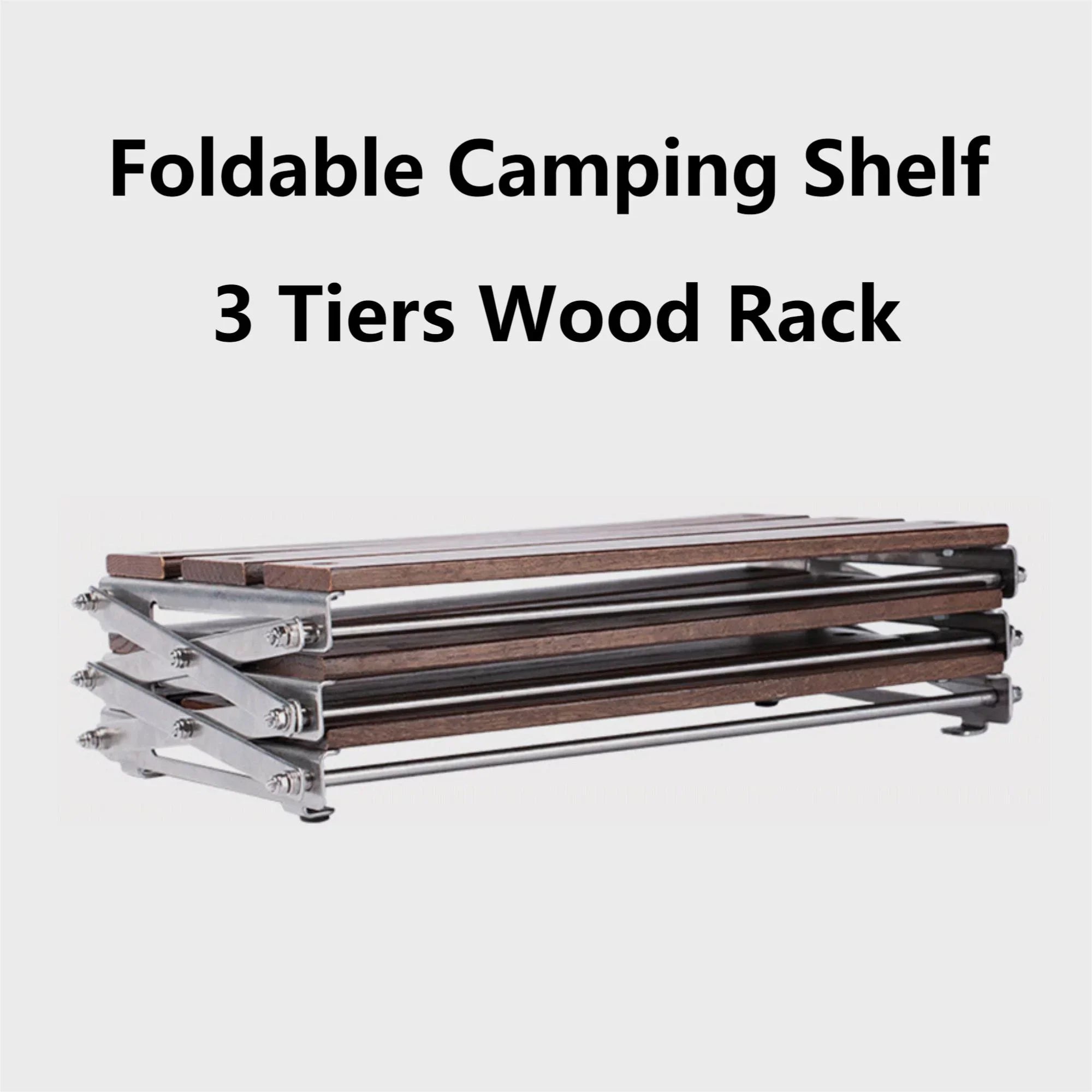 Cipaher Foldable Camping Sizehelf 3-Tier Wood Folding Sizetorage Rack Desktop Organizing Rack