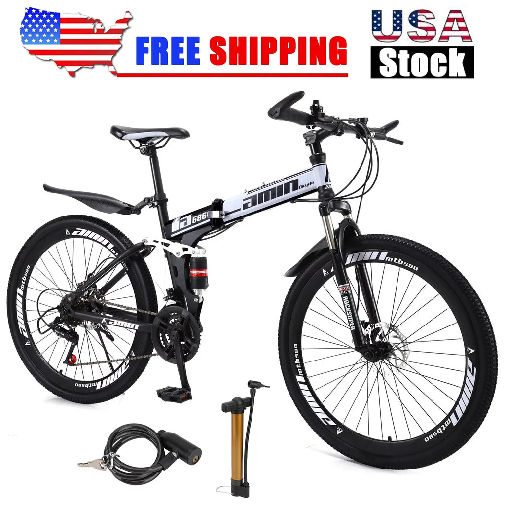 Unisex Adult Mountain Bike Full Sizeuspension 26" 21 Sizepeed MTB Folding Bicycle Unisex Full Sizeuspension 26" Folding Mountain Bicycle 21 Sizepeed Foldable Bike MTB