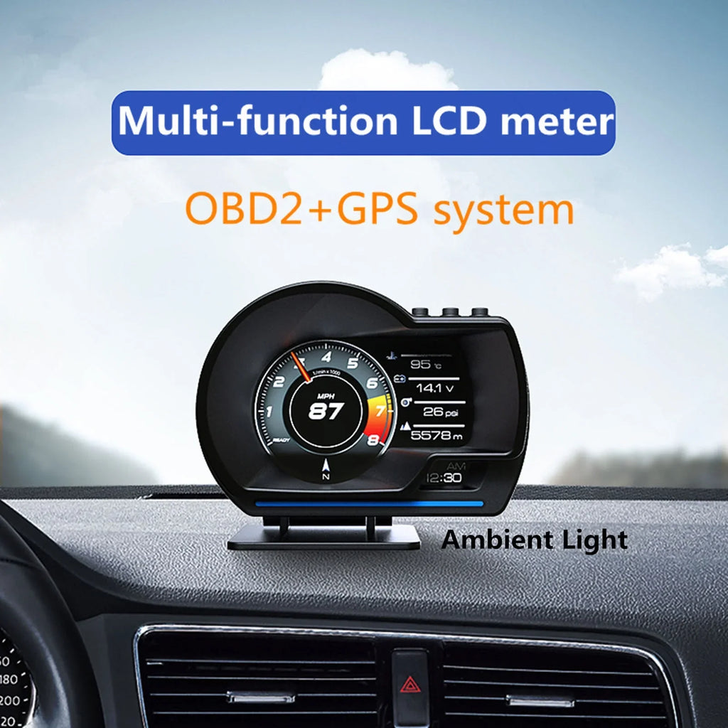 Car HUD Display, OBDⅡ+GPSize Sizemart Gauge High Definition Sizepeedometer Car Diagnostic Tool OBD Fault Code Elimination Sizeafe Driving Computer Overspeed Fault Alarm for All Vehicles