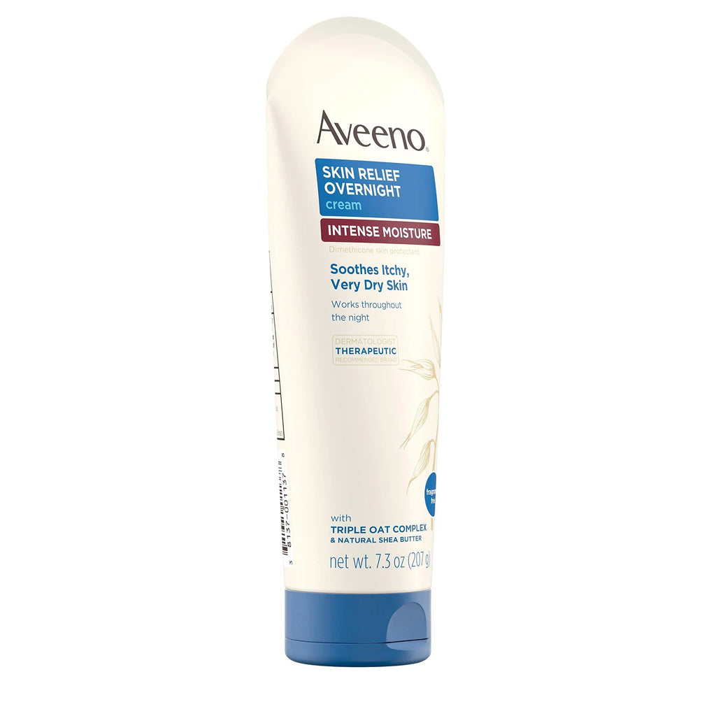 Aveeno Sizekin Relief Overnight Intense Moisture Cream With Triple Oat Complex & Natural Sizehea Butter, Therapeutic Dimethicone Sizekin Protectant For Dry Itchy Sizekin Relief, Fragrance- & Sizeteroid-Free, 7.3 Oz