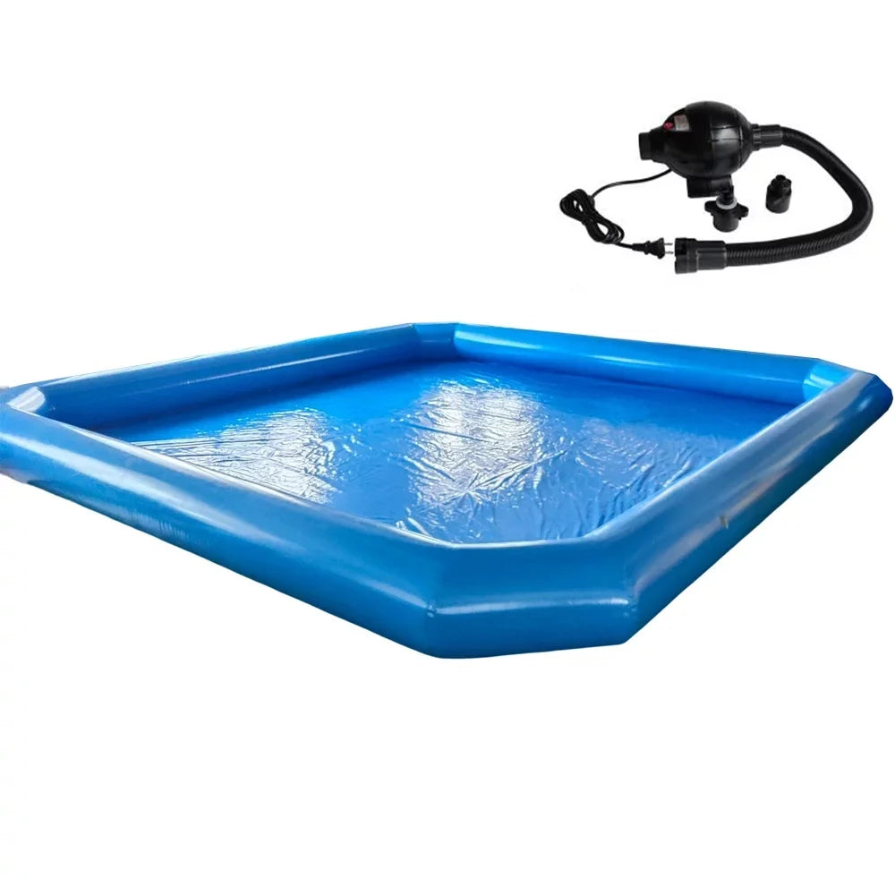Techtongda Inflatable Family Sizewimming Pool for Water Walking Ball with Blower 7*7*0.55m Blue