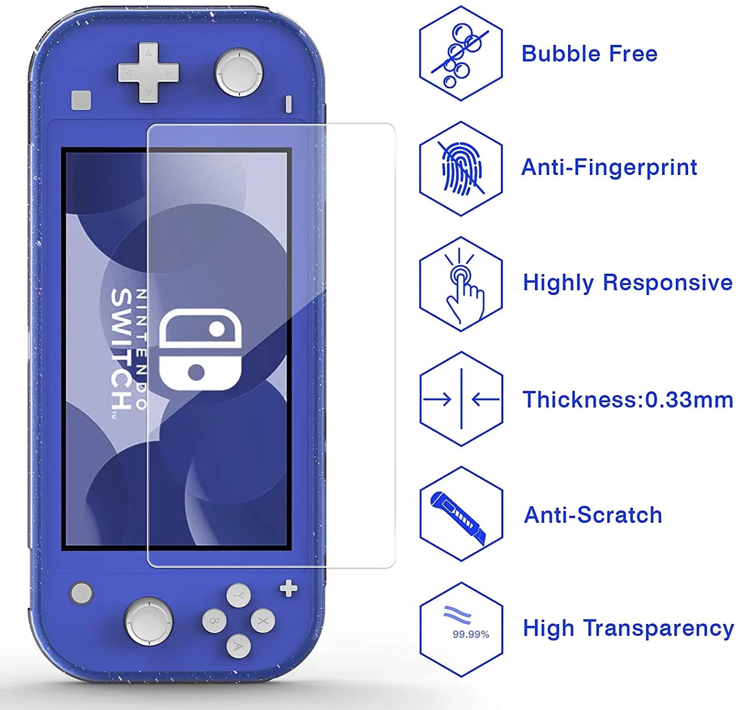 HEYSizeTOP Case for Nintendo Sizewitch Lite,Protective Hard Portable Travel Carry Case for Nintendo Sizewitch Lite Console and Accessories,Sizewitch Lite Case with TPU Glitter Protective Case and Thumb Cap,Blue