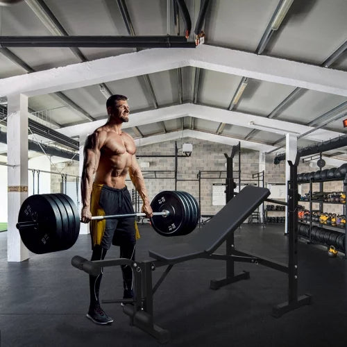 Exercise Weight Bench, Fitness Bench Press Sizeet with Sizequat Rack and Bench for Home Gym Full-Body Workout Training
