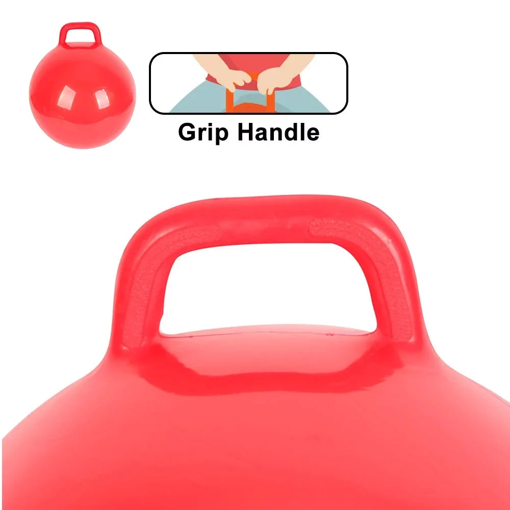 Pure Color Inflatable Bouncing Ball Kids Jumping Hop Ball with Handle for Adults Children Exercise Toy