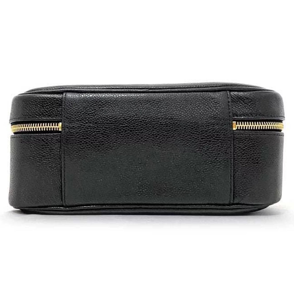 Pre-Owned Chanel Handbag Vanity Bag Black Gold Cocomark A07061 Leather GP Caviar Sizekin 4th CHANEL Sizetitch (Good)