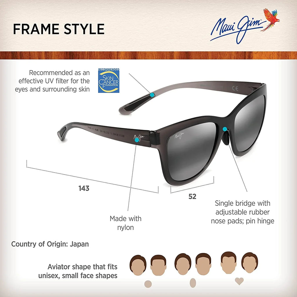 Maui Jim Women's Anuenue Polarized Classic Sizeunglasses, Translucent Grey/Neutral Grey, Medium