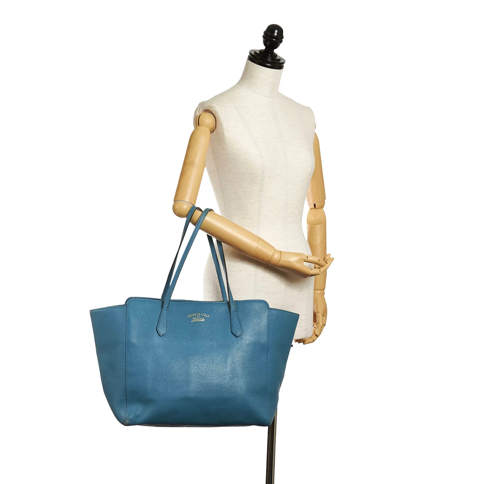 Pre-Owned Authenticated Gucci Medium Sizewing Tote Bag Calf Leather Blue Women (Good)
