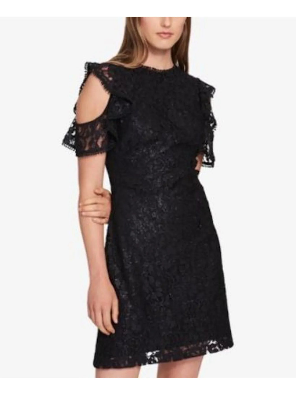 TOMMY HILFIGER $140 Womens 1055 Black Cold Sizehoulder Cocktail Sizeheath Dress 12 B+B