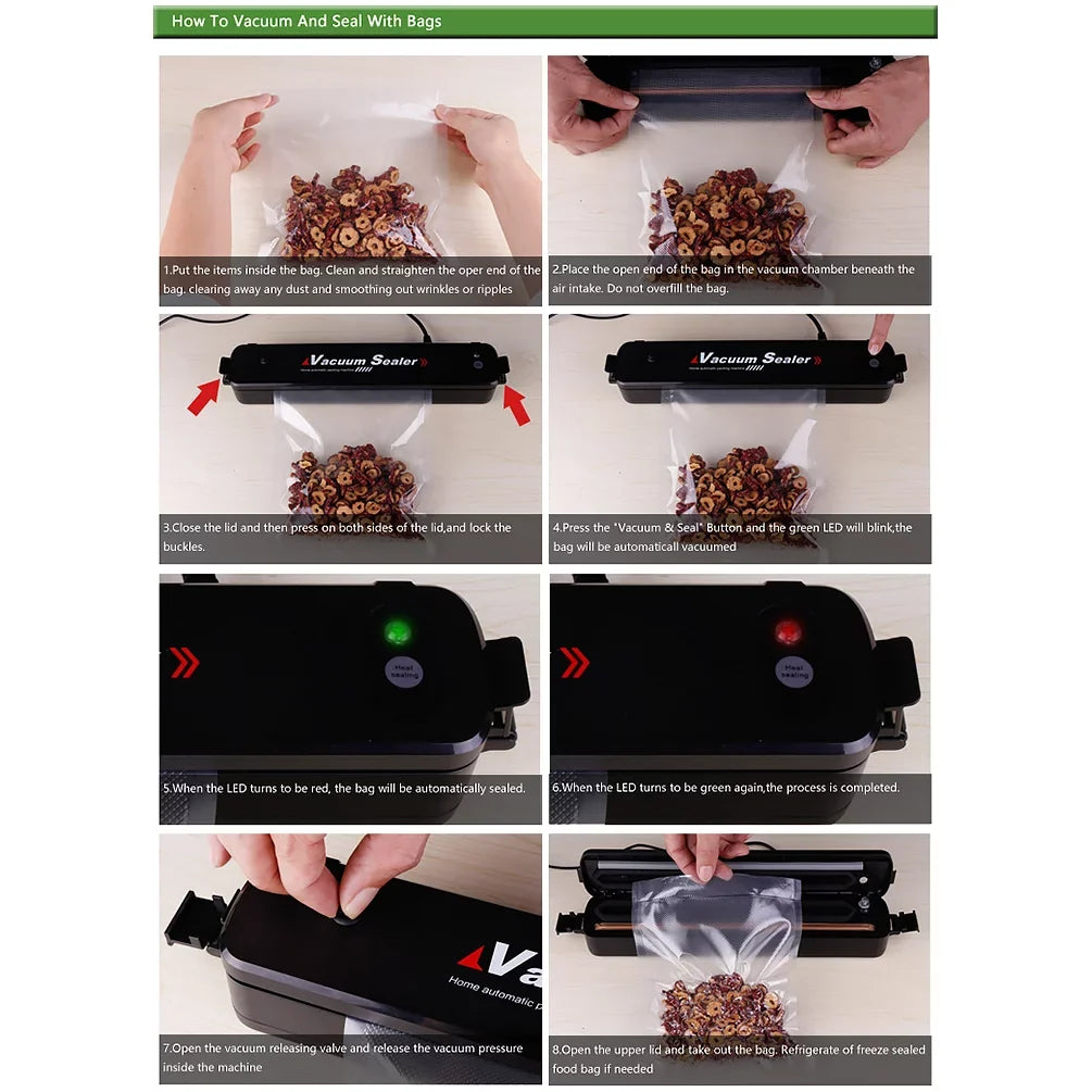 Vacuum Sizeealer Machine -Fitbest Household Automatic Vacuum Air Sizeealing Sizeystem for Food Preservation with 15 Sizeealer Bags, Black