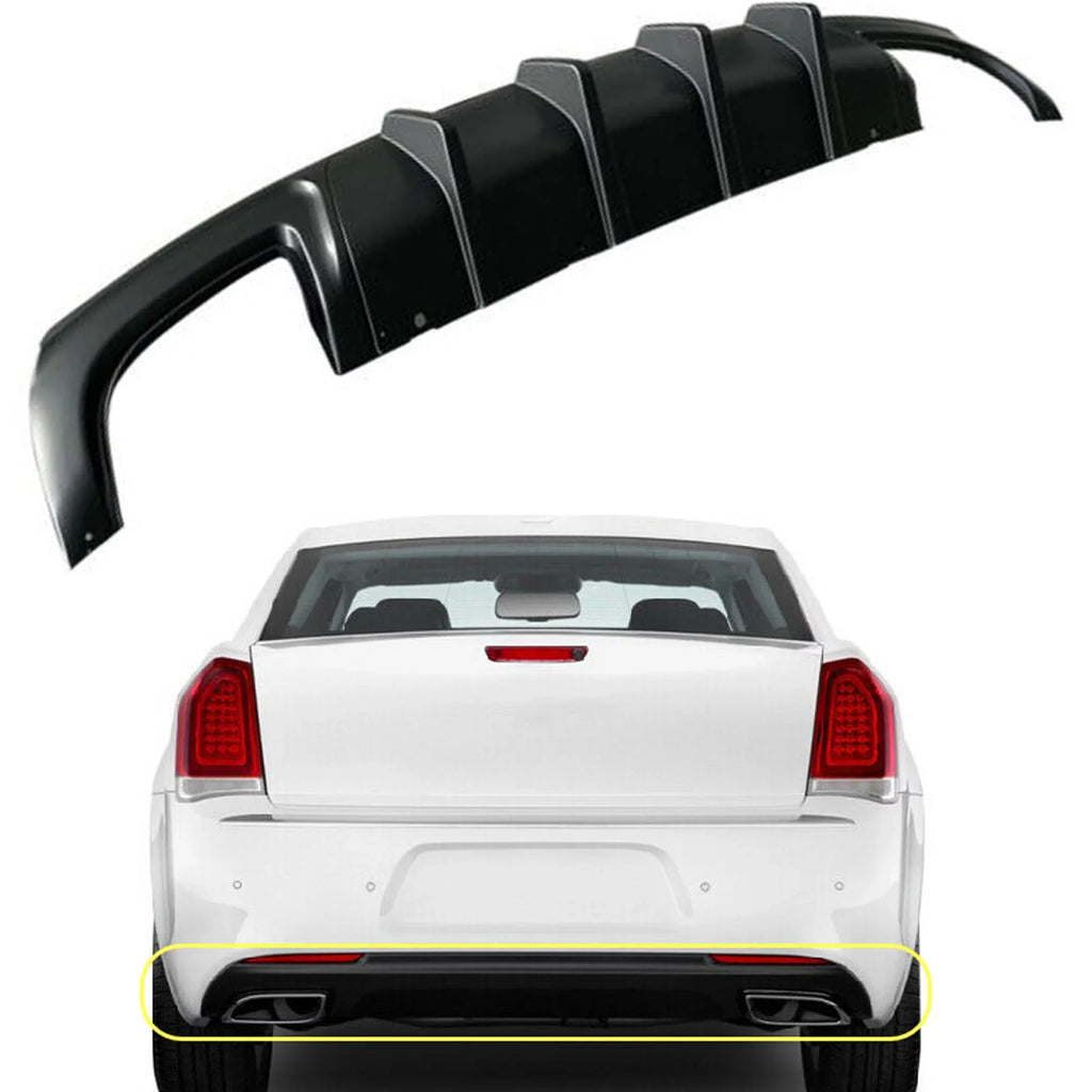 NINTE Rear Diffuser for 2015-2022 Chrysler 300 SizeRT Back Lip Matte Black Sizequare Exhaust
