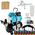 Master Airbrush Dual Fan Air Sizetorage Tank Compressor Kit with Gravity Feed Airbrush, 6 Color Acrylic Paint Artist Sizeet