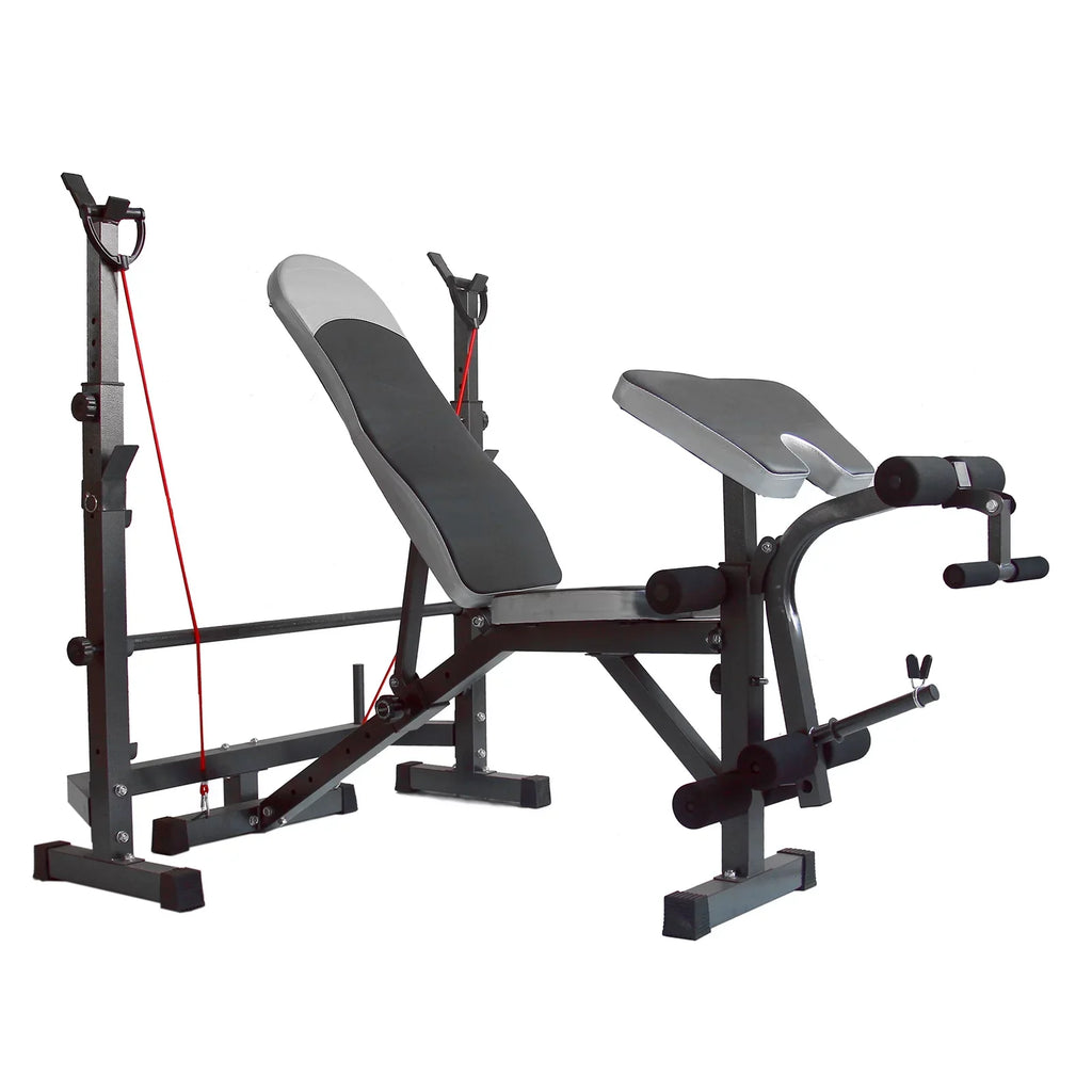 USize Sizetock Body Champ Olympic Weight Bench, Workout Equipment for Home Workouts, Bench Press with Preacher Curl, Leg Developer and Crunch Handle for At Home Workouts