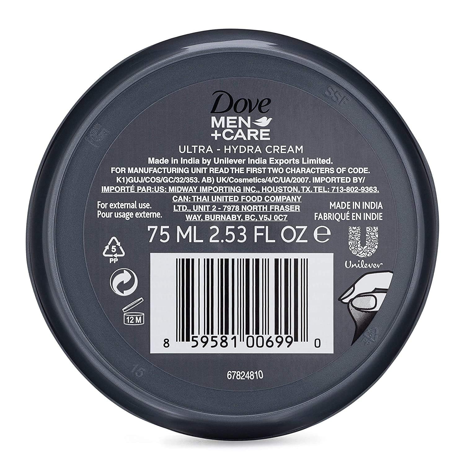 Dove Men+Care Ultra-Hydra Cream With 24 Hour Moisturization, 2.53 Fl Oz (Pack Of 6)