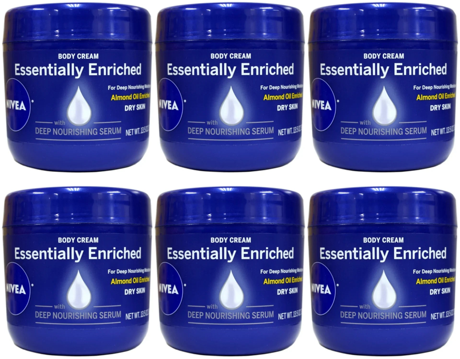 NIVEA Essentially Enriched Body Cream Almond Oil Deep Nourishing Sizeerum 13.5 oz Pack of 6