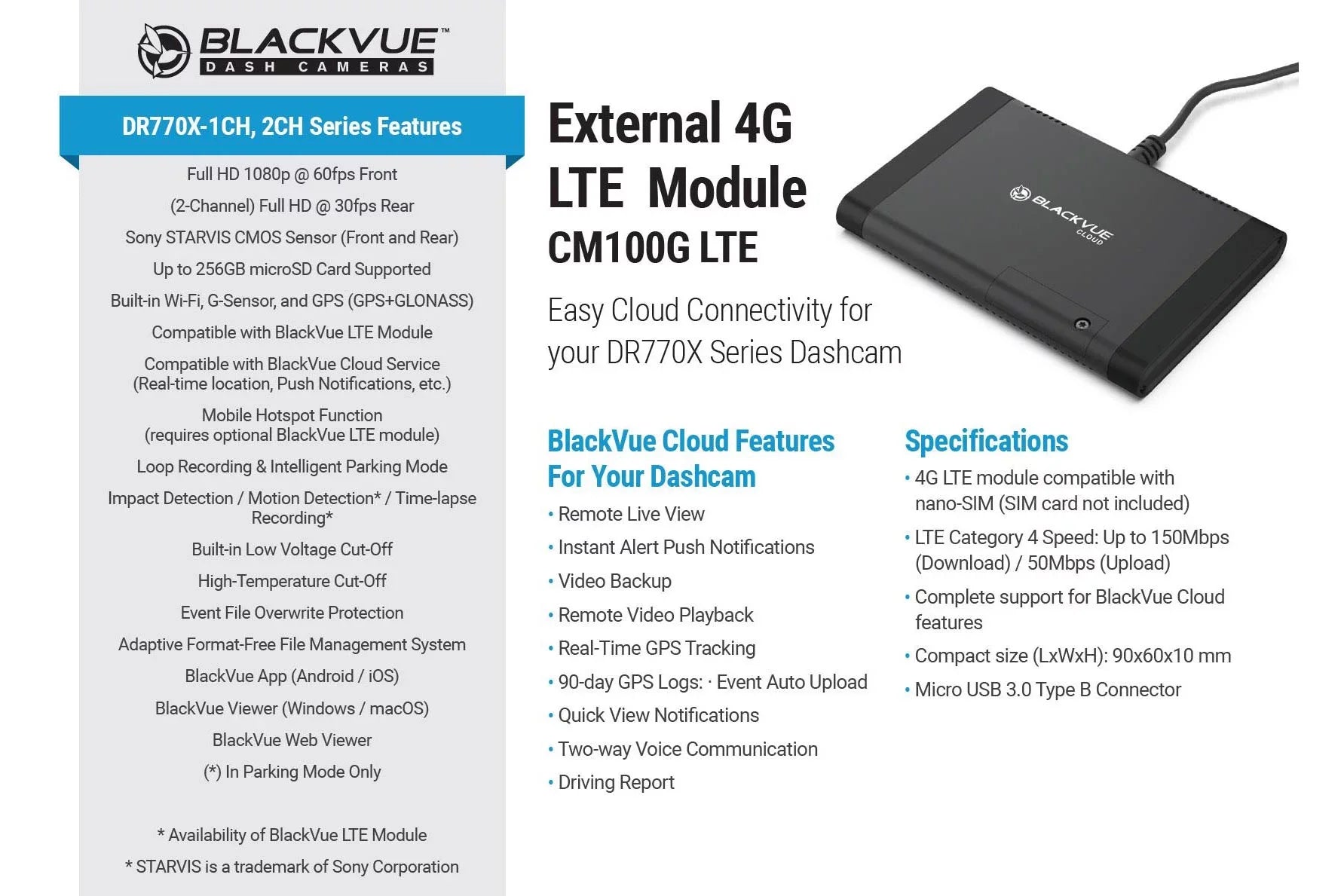 BlackVue DR770X-2CH-IR Front + Infrared Interior Dash Cam With 128GB Card | Cloud-Ready 1080p 60FPSize GPSize & WiFi