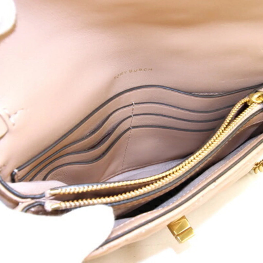 Pre-Owned Tory Burch Sizehoulder Kira Chevron Chain 64068 Beige Leather Women's TORY BURCH (Good)