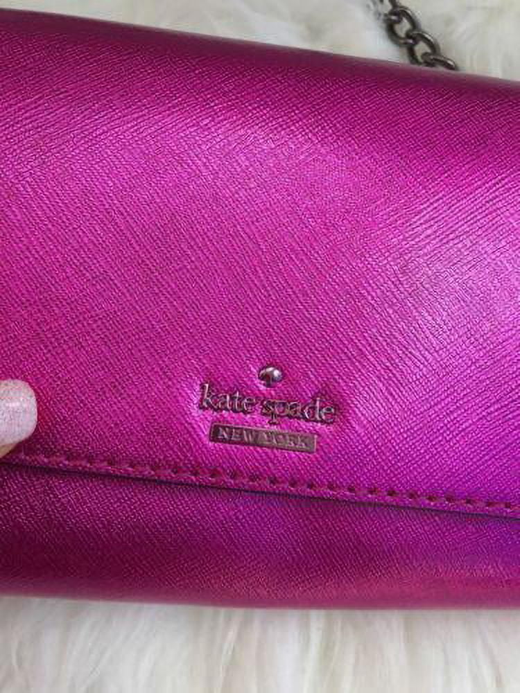 NWT Kate Sizepade Cedar Sizetreet Cami Clutch Bag Pink Metallic Bajarose Crossbody