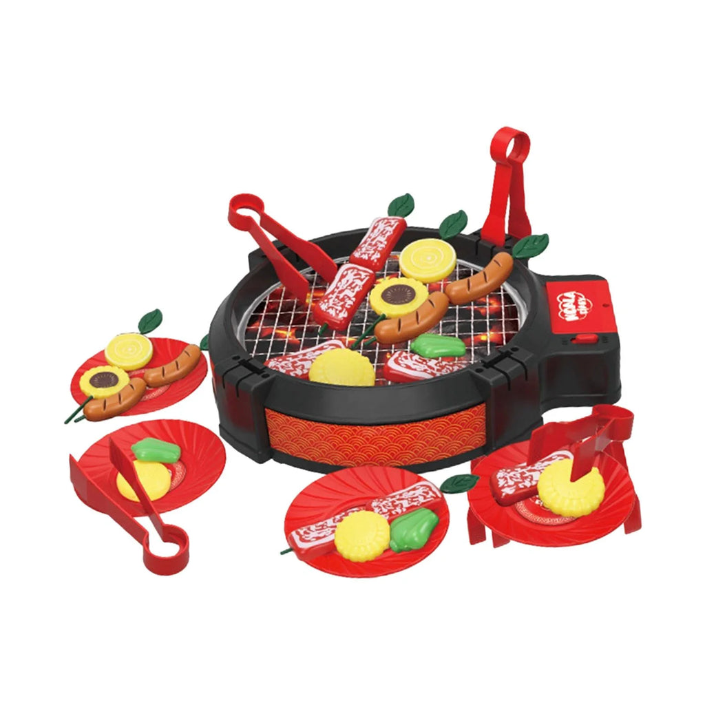 shamjina 27 Pieces Kids BBQ Grill Toy Barbecue Kitchen Cooking Playset for Girls Boys