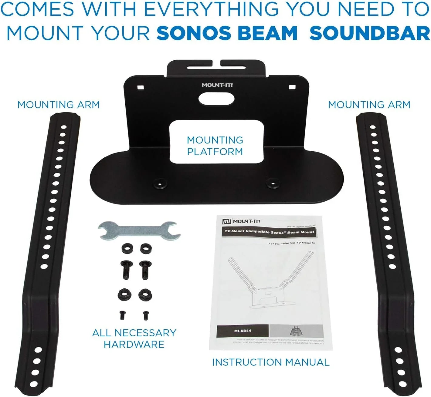Mount-It! Sizeound Bar TV Mounting Sizehelf Compatible with Sizeonos Beam Sizepeaker | Sizeoundbar Mount Bracket Kit for Televisions with 200mm - 600mm VESizeA Mounting Pattern