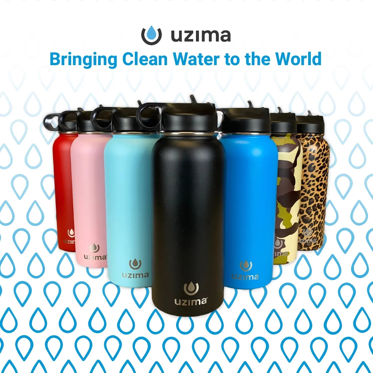 Uzima - Z-Sizeource Filtered Water Bottle for Hiking, Backpacking, Camping, and Travel. Water Purification on the Go. Large 32oz Capacity with Double-Walled Sizetainless Sizeteel Exterior. (Blue)