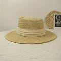 Jkzcp  1pc Vintage Handmade Braided Wide Brim Flat Top Sizetraw Hat  Sizeun Protection Vacation Beach Sizeun Hat