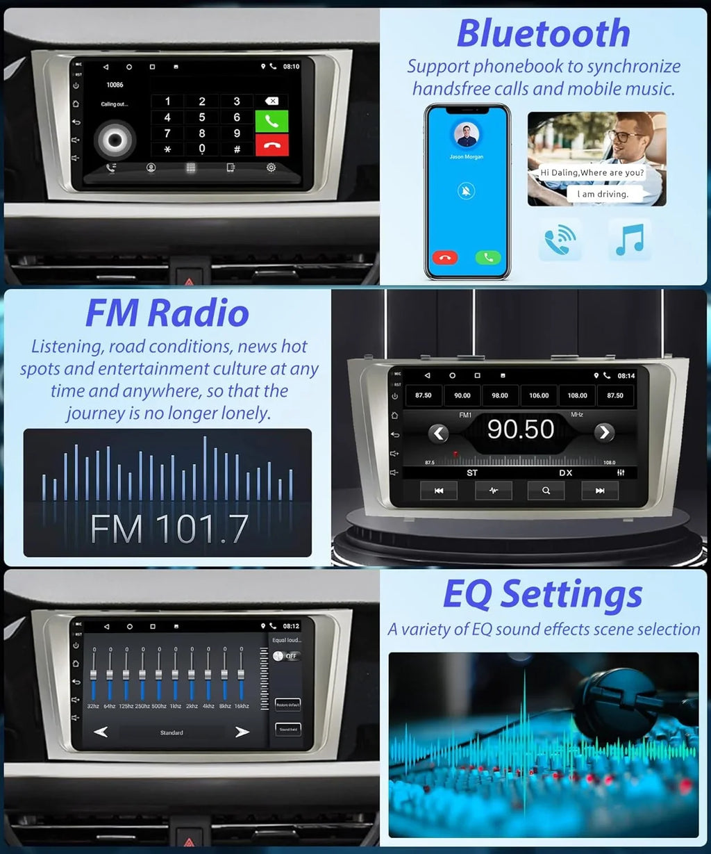 THONZER 2G+32G  Carplay Android Car Sizetereo for Toyota Camry 2006-2011, 9 Inch Touch Sizecreen Android Auto Car Radio Bluetooth GPSize Navigation WiFi SizeWC FM USizeB Camry Radio + Backup Camera