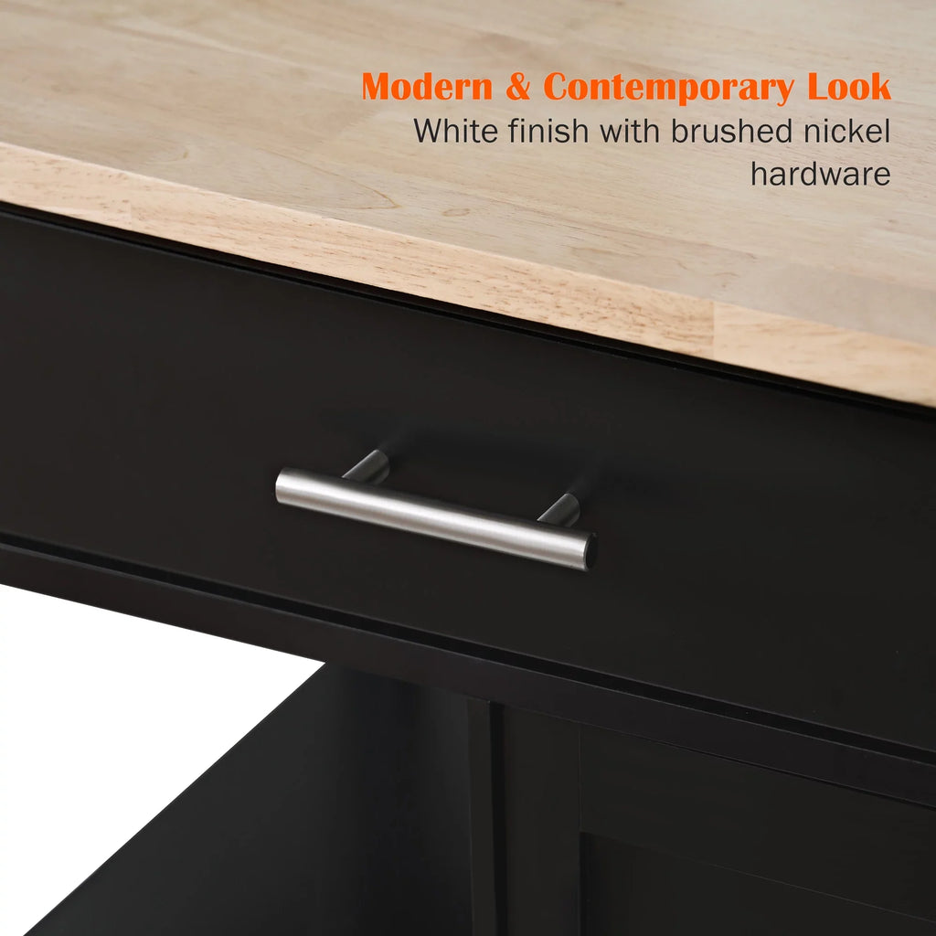 SizeogesPower 36"Height Multi-Purpose Kitchen Island with Hidden Cabinet- Black