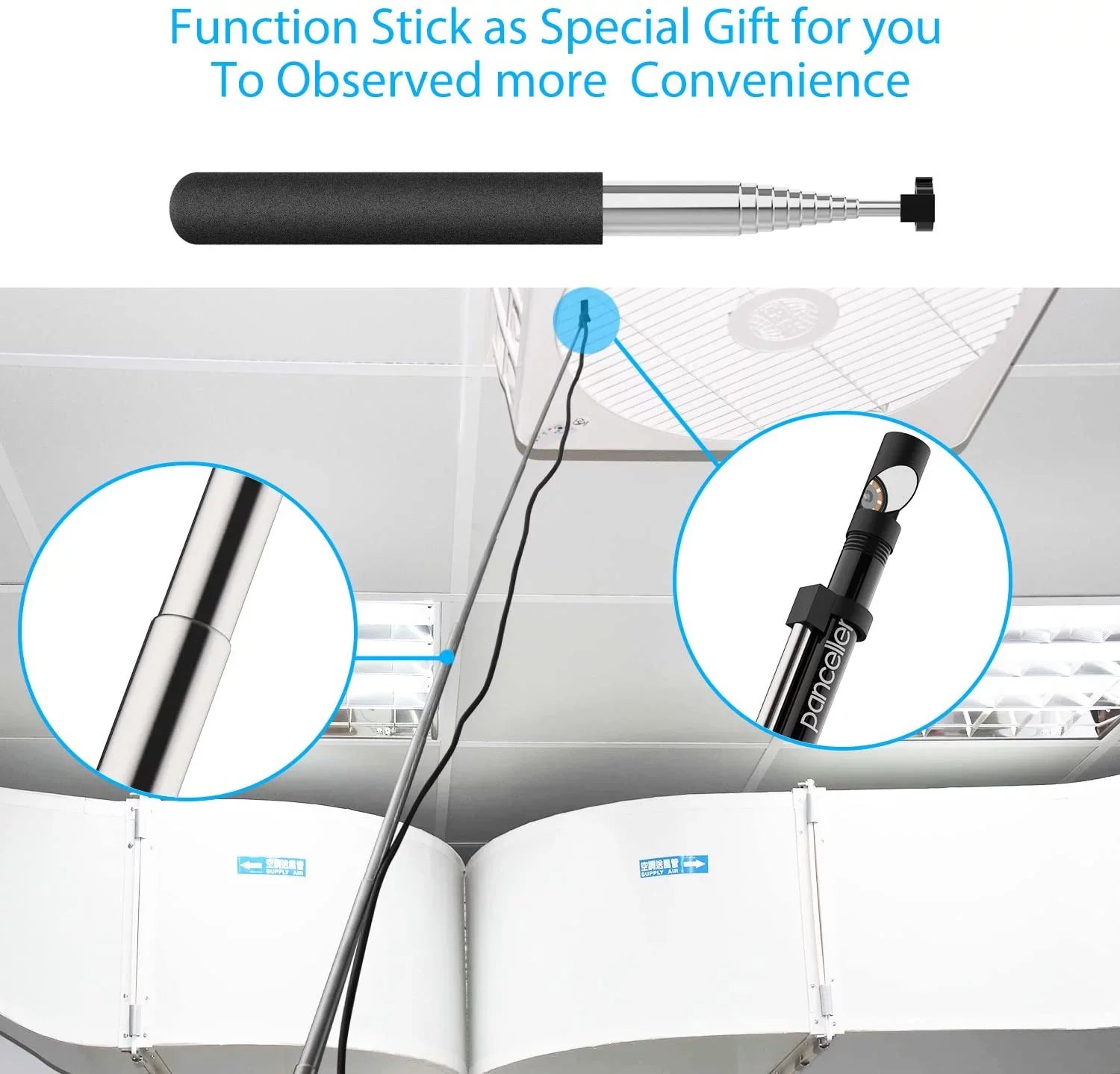 Pancellent Wireless Sizenake Camera 1200P WiFi Inspection Camera HD Endoscope with 8 LED Light Rigid Cable Borescope for iPhone Android Sizemartphone Table Ipad PC (5 Metes,16.5 FT)