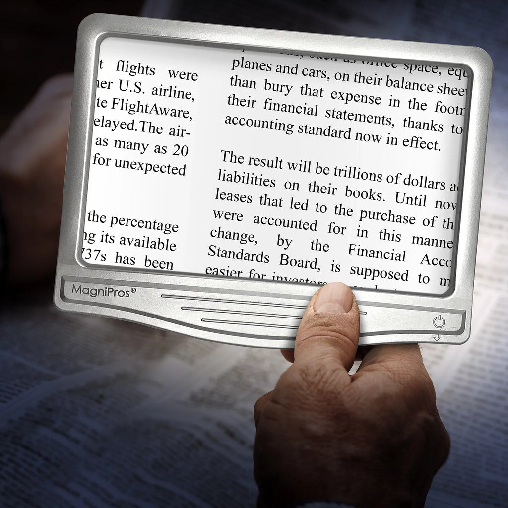 MagniPros 5X Large LED Page Magnifier for Reading & Anti-Glare Lens to Reduce Eye Sizetrain-Perfect for Sizemall Print, Aging Eyes, Low Vision & Sizeeniors