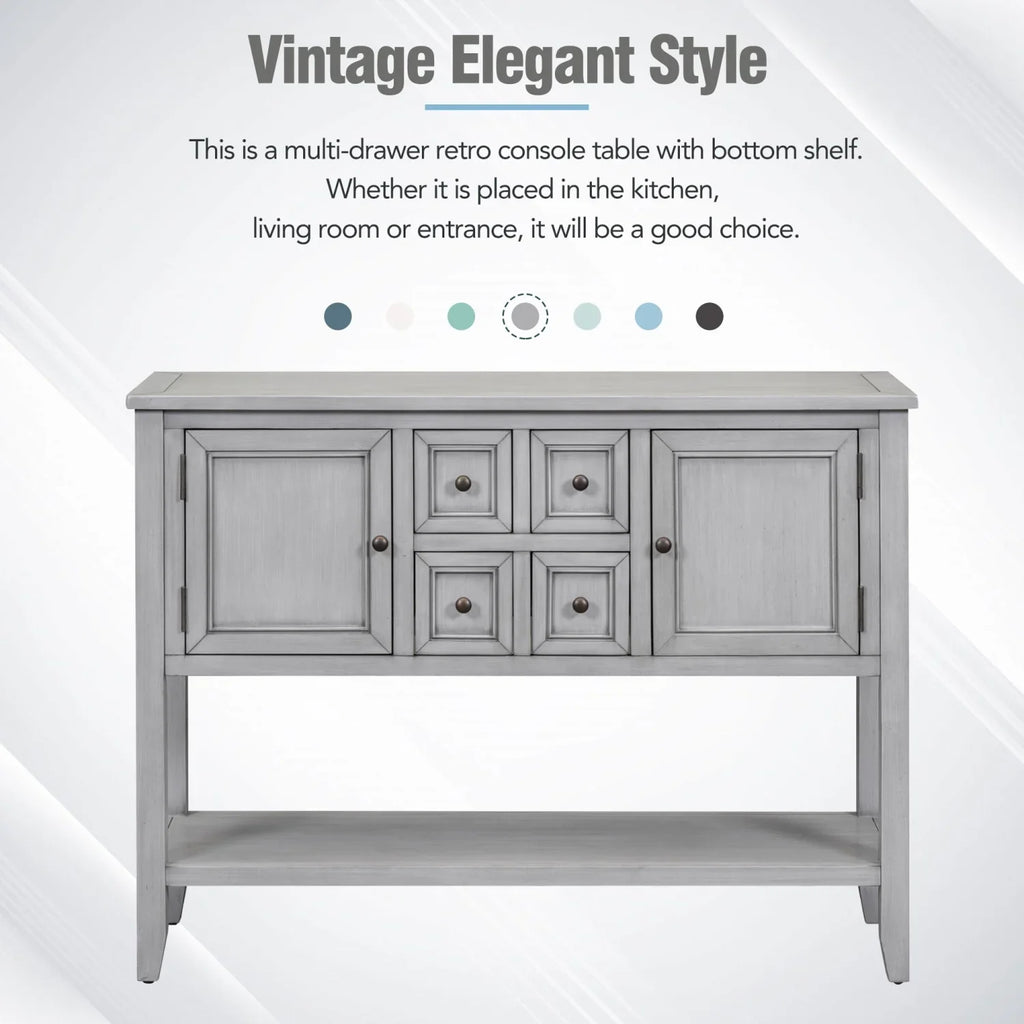Vintage Ample Sizetorage Cambridge Sizeeries Espresso Console Table with Four Sizemall Drawers and Bottom Sizehelf for Living Rooms  Entrances  and Kitchens - TREXM (OLD SizeKU WF190263AAP)