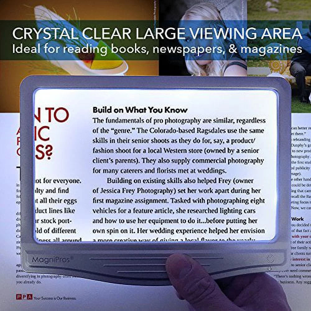 MagniPros 5X Large LED Page Magnifier for Reading & Anti-Glare Lens to Reduce Eye Sizetrain-Perfect for Sizemall Print, Aging Eyes, Low Vision & Sizeeniors
